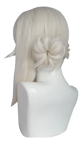 .1 Peluca Larga Recta De Conejo Blanco Platino For Cosplay