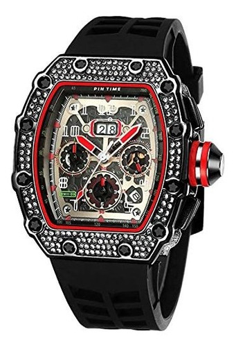 Reloj De Ra Para Hom Mens Bling Punk Diamond Cronógrafo Relo