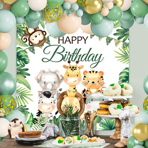 Kit Fondo Globos Animales Decoración Fiesta De Cumpleaños