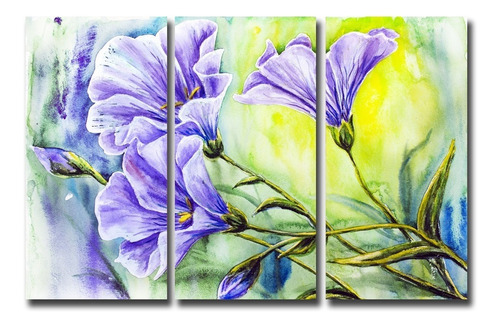 Cuadros Tripticos Flores 60x90 Canvas Tela Premium Hd