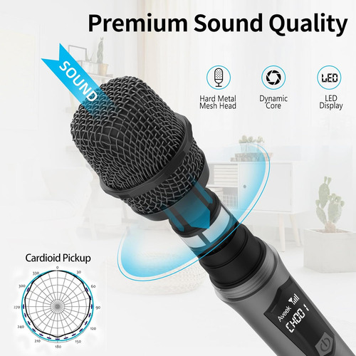 Tonor Micrófonos Inalámbricos,karaoke Dual Uhf.