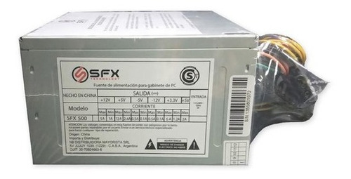 Imagen 1 de 5 de Fuente Pc Atx Marca Sfx 500w Atx 220v 20+4 Pin X2 Sata Pc