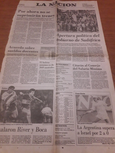 Tapa Diario La Nación 03 02 1990 River Vs Boca Jaite Copa Da