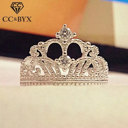 Imagen 2 de 6 de Anillo De Corona Ajustable Para Mujer Plata Ley .925