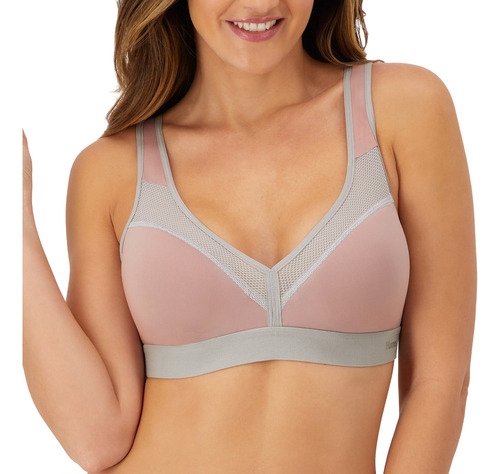 Hanes Bra00n6218xgr Deportivo Con Malla Sin Varilla Mujer