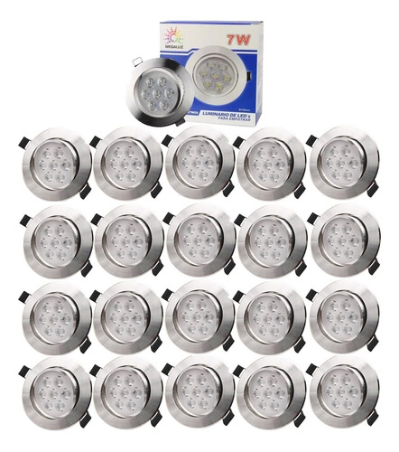 Pack 20 Pieza Plafon Led 7w Spot Dirigible Empotrado Paquete