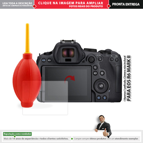 Película + Bombinha P/ Canon Eos R6mk2 Vidro Temperado Hd N0