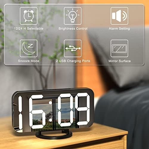 Reloj Despertador Wulawindy, Pantalla Led Grande, Con Cargad