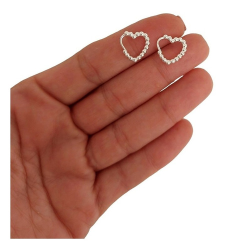 Aros Argollas Corazon Bolita Chicos Plata 925