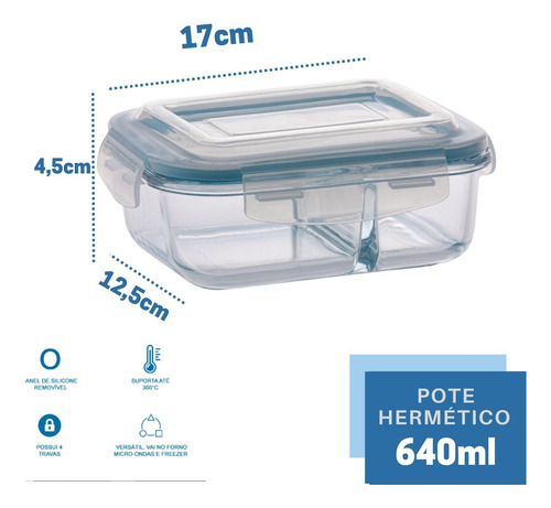 Jogo 5 Potes 640ml Com Divisória+5 640ml S/ Divisoria Oferta