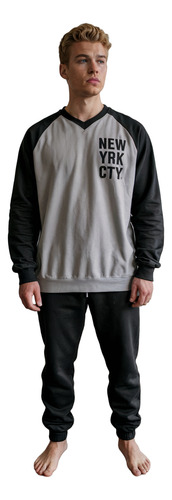 Pijama De Hombre Algodon Invierno Escote V Comb. Gianni 5902