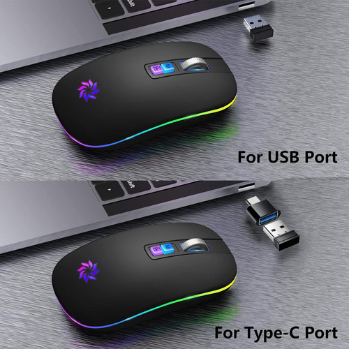 Kbcase Led Mouse Inalámbrico Mouse Silencioso Bluetooth 2.4g