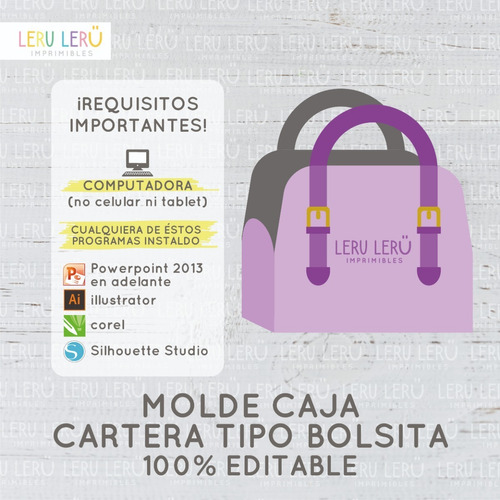 Kit Imprimible Molde Caja Cartera Tipo Bolsita (editable)