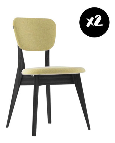 Silla Comedor Tapizada Tela Antimanchas Madera - Pampa X 2 Color De La Estructura De La Silla Ebano Color Del Asiento Mostaza