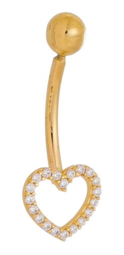 Piercing Umbigo Coração Vazado 7.80mm Ouro 18k
