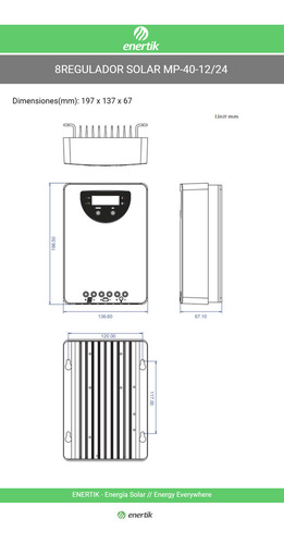 Regulador Panel Solar Mppt 40a 12/24v Motorhome Camper Enertik