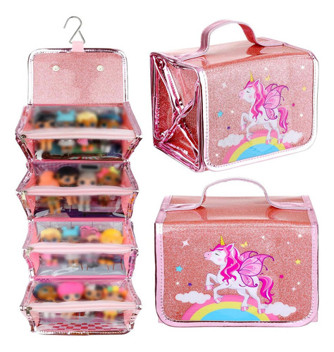 Estuche De Exhibición Jyps Unicornio Rosa Para Muñecas