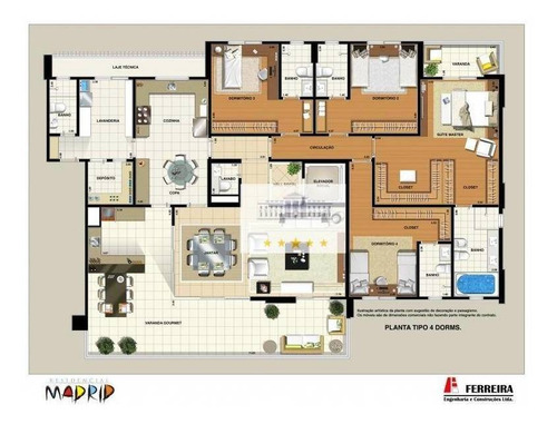 Imagem 4 de 17 de Alto Padrão - Apartamento Com 4 Dormitórios À Venda, 240 M² Por R$ 1.100.000 - Vila Santa Maria - Araçatuba/sp - Ap1044