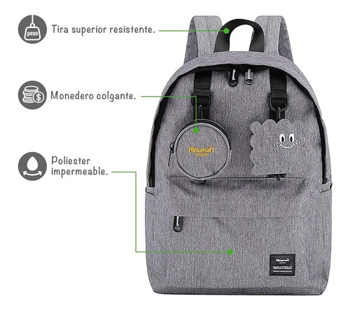 Imagen 4 de 10 de Mochila Bolso Himawari Con Monedero 0422.