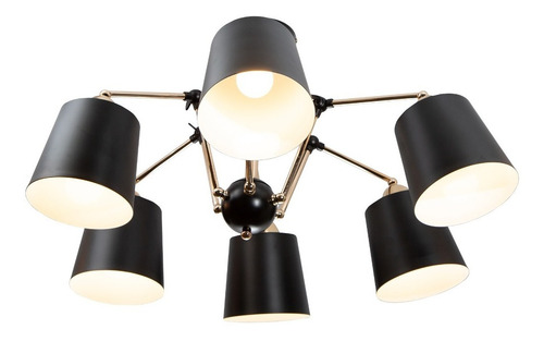 Lámpara De Techo Negro Oro Blanco Dark Decor E27 40w 6 Luces