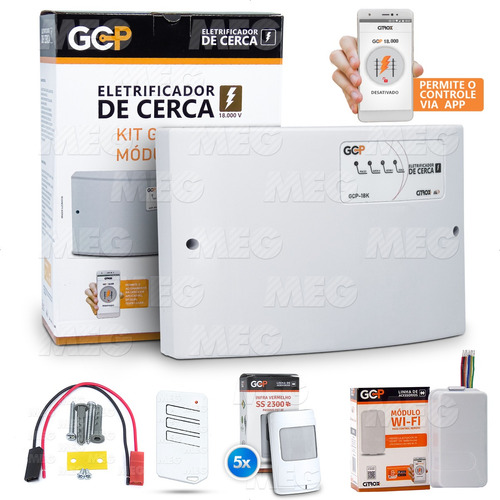 Kit Central Choque Cerca Wifi App Gcp 18k 5 Sensor Pet 2300