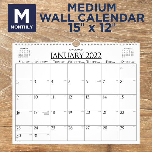 Calendário De Parede 2022 Da Ataglance 15 X 12, Médio Mensal