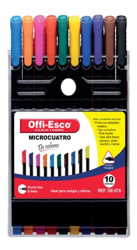 Microcuatro Offi Esco  Trazo 0.4 Mm  Surtido *10 Unidades