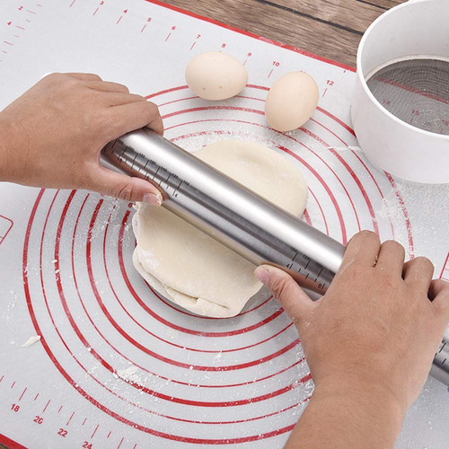 Rollo De Cocina, Rodillo Ajustable Con Escala Y 4 Aros