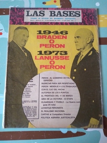 Revista Las Bases Braden Peron Lanusse 15 02 1973 N31