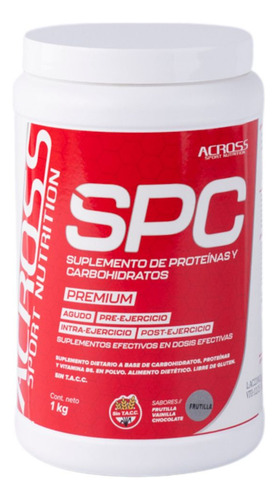 Suplemento Con Proteína Y Carbohidratos - Spc Across X1kg. Sabor Frutilla
