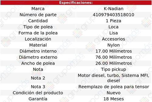 Polea Accesorios Nylon F-450 Super Duty V8 7.3l 88 Al 94