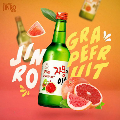 Soju Pink Grapefruit Toronja Licor De Arroz 360ml 2 Botellas