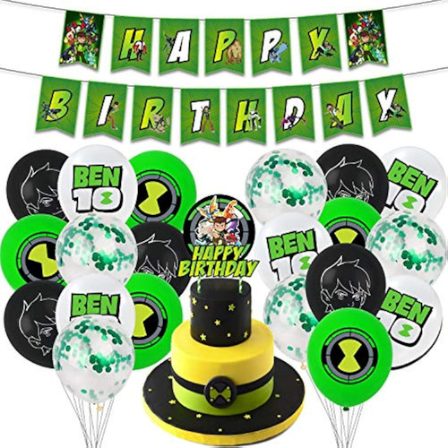 Decoracion De Cumpleaños De Ben 10 Globos Y Pancarta