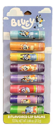 Kit Lip Balms Com 8 Sabores Bluey Protetor Labial