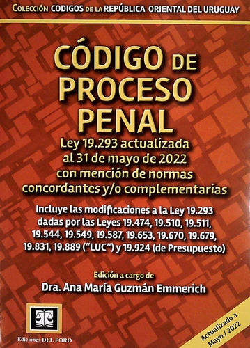   Código De Proceso Penal / Dra Ana María Guzmán / Foro