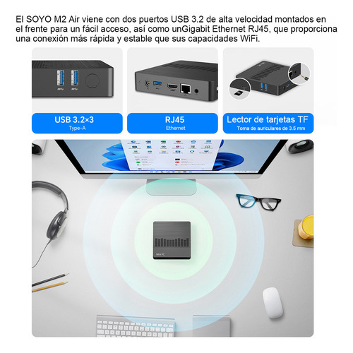 Mini Pc Teclast M2 N4000 6gb Ddr4 64gb Ssd Intel N4000 Windows 11 Pro 127V Negro
