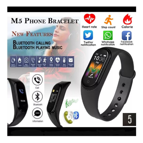 M5 Smartband Ritmo Cardíaco Altavoz Para Música Y Llamadas +