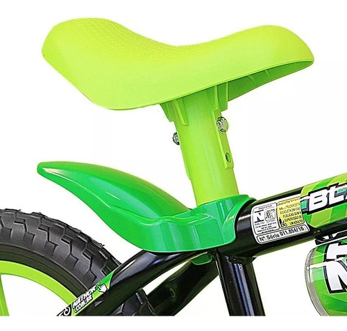 Imagem 4 de 8 de Kit Bicicleta Aro 12 Black Verde + Capacete Infantil Nathor