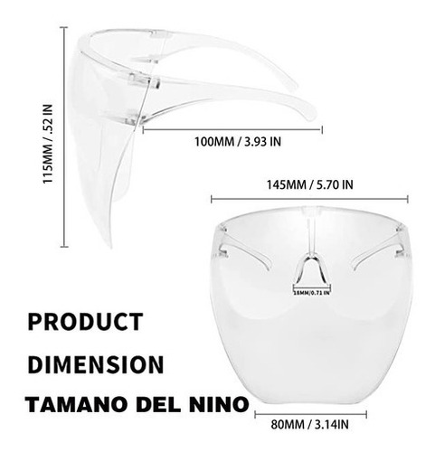 Caretas De Policarbonato Infantiles Lente Niños Protector Fa