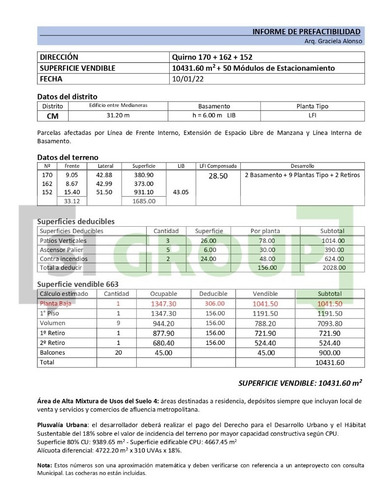 Imagen 2 de 2 de Terreno; Flores; Quirno 170 + 162 + 152 ; 10400 M2 Vend. + 50 Cocheras