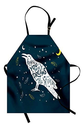 Printawe Raven Apron, White Bird Silhouette With Inspir