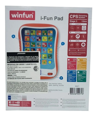 Imagen 4 de 4 de Tablet I-fun Pad De Aprendizaje Bebe 2271 Original Winfun