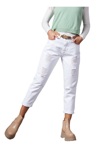 Jeans Mom Clasico Blanco Cenitho