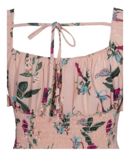 Crop Top Con Flores Cinta Atras
