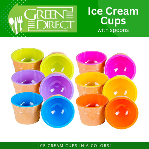 Green Direct Copas De Helado Con Cucharas / Plato Grande ...