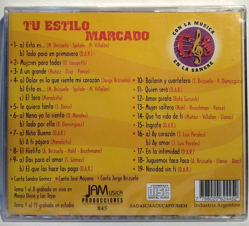 Cd Con La Mùsica En La Sangre (tù Estilo Marcado) Cerrado