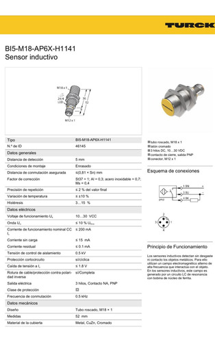 Sensor Inductivo Turck Bi5-m18-ap6x-h1141 46165