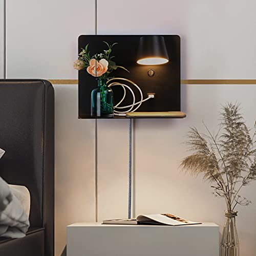 Plug In Cord Wall Sconce With Usb Port Charging, Led Wa...