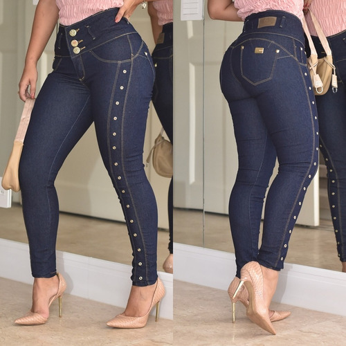 Imagem 3 de 3 de Calça Barata Cós Alto Hot Pants Lycra Zíper Dins Barata