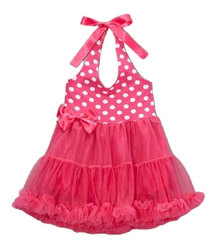 Vestido Niña Tutú Halter Rosa Fuerte Y Blanco Talla 3/5